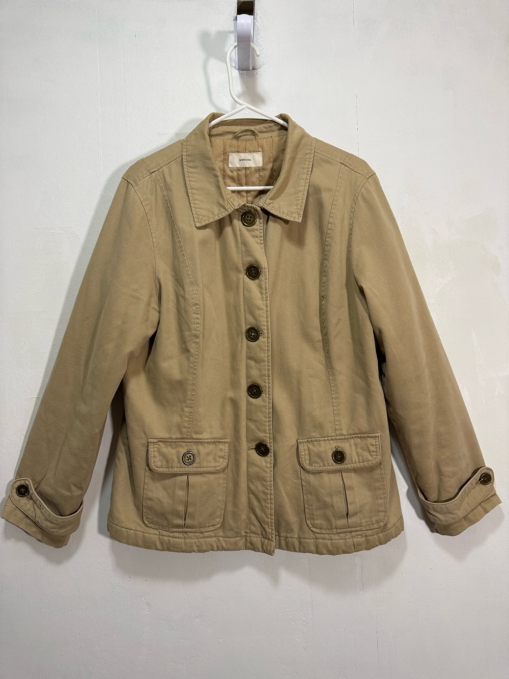 Y2K Merona Khaki Utility Field Barn Button-Up Jacket Women’s Sz L
